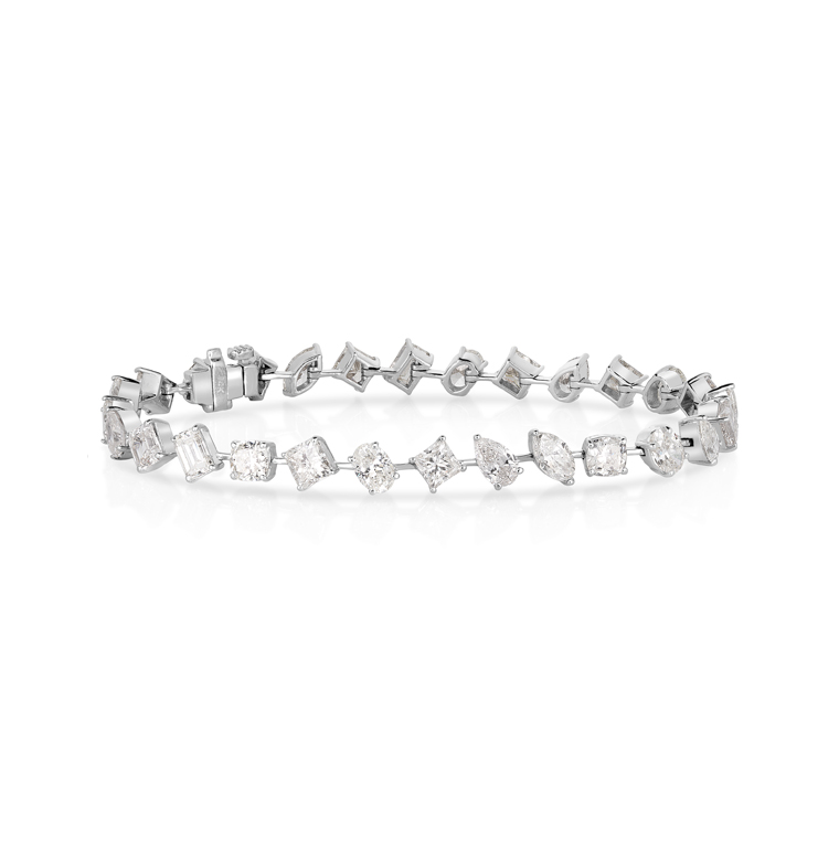 Sabel Collection White Gold Multi-Shape Diamond Station Bracelet